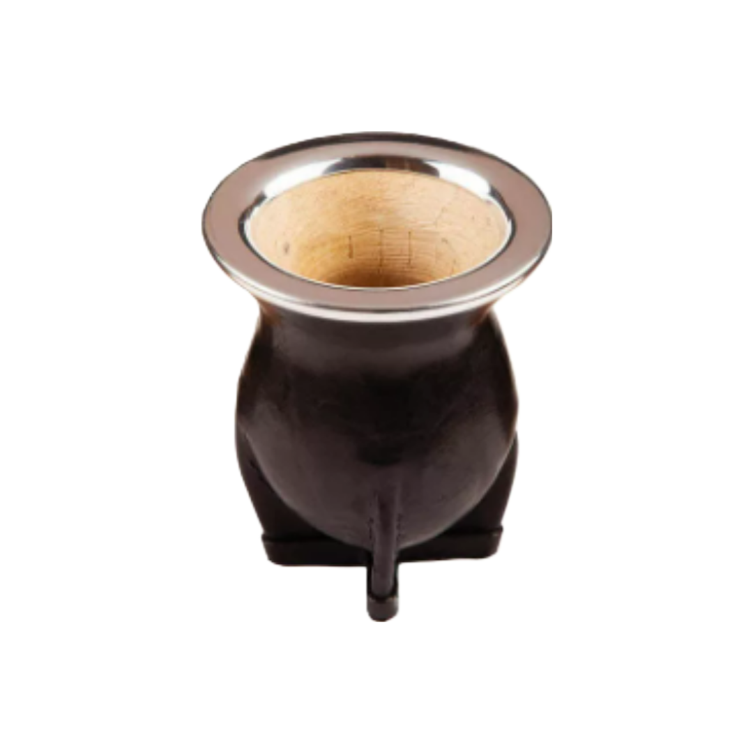 Mate camionero de calabaza negro. Virola de aluminio.