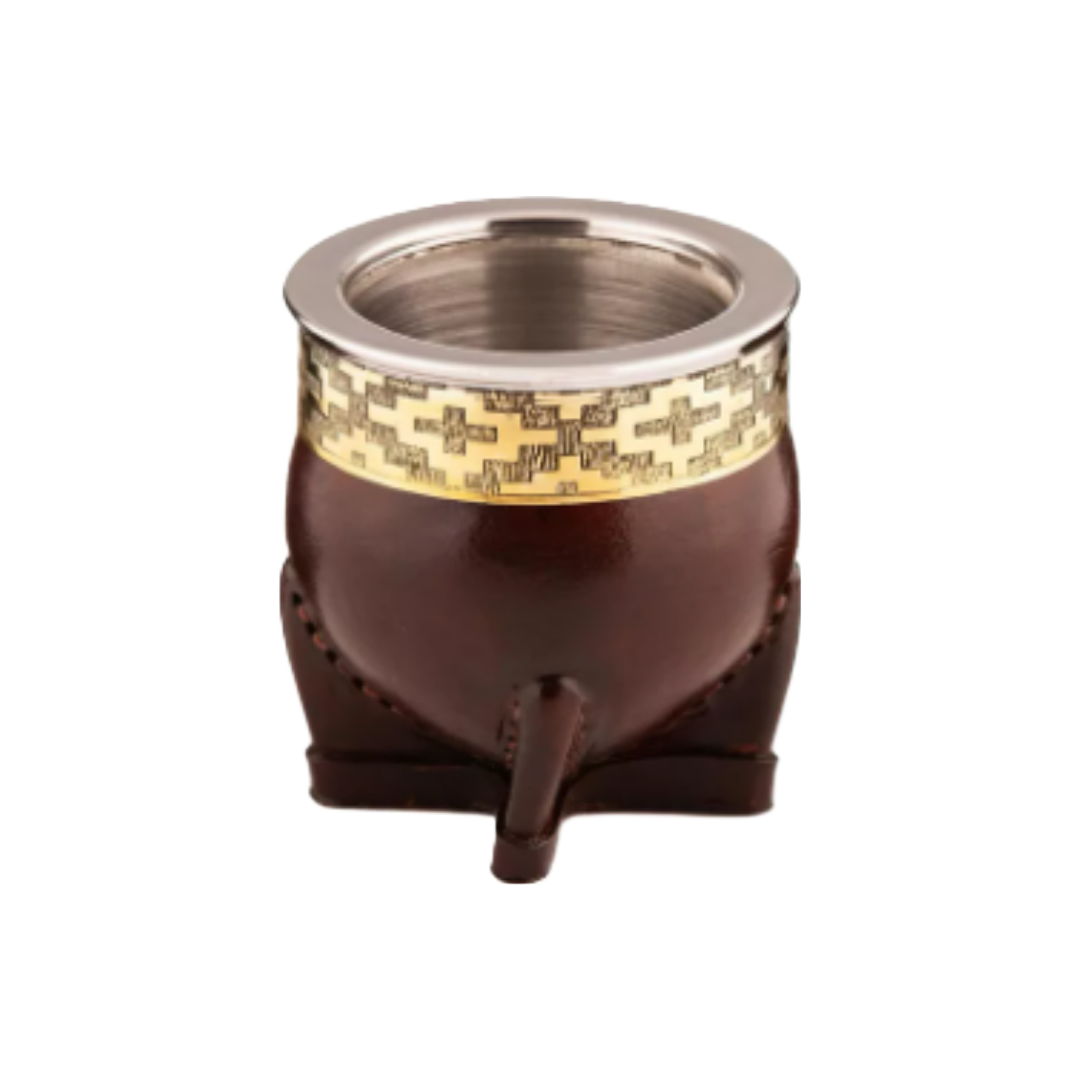 mate imperial de aluminio. Cuero marron.